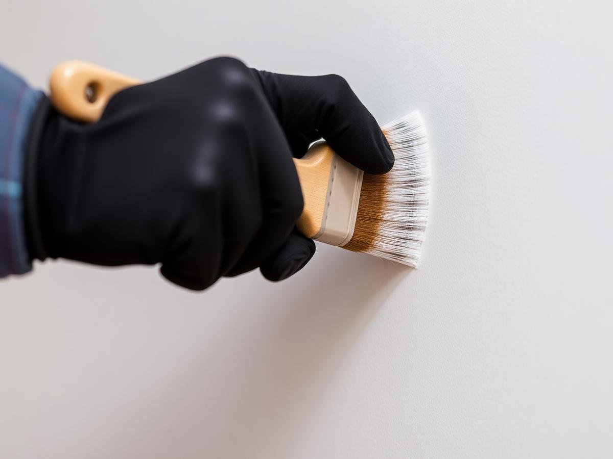 Pintor aplicando acabamento fino em parede